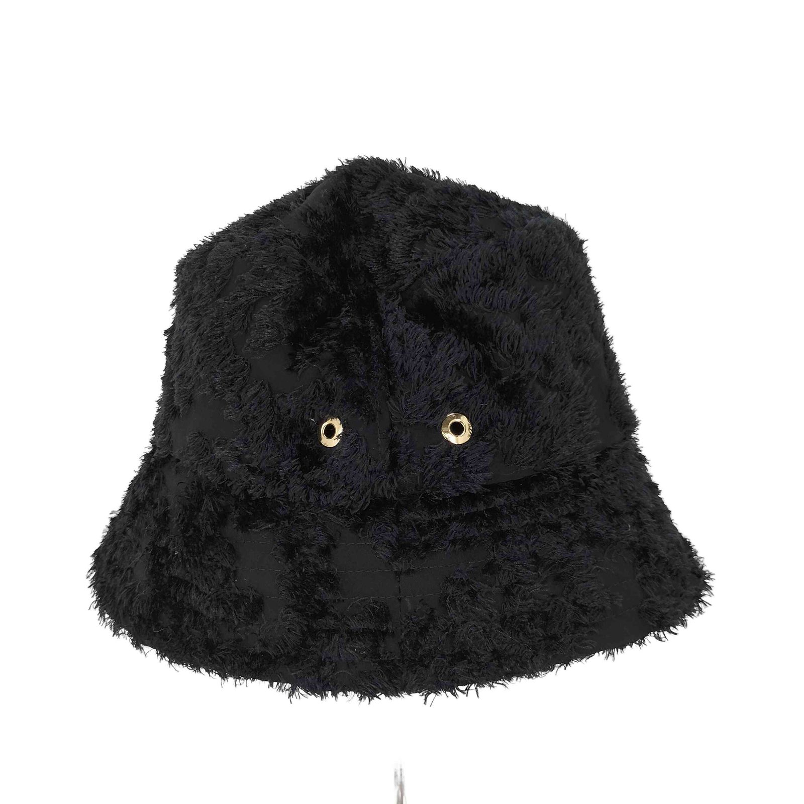 CA4LA ファーのバケットハット CA4LA 黒 ファー風 バケットハット ファーバケットハット
