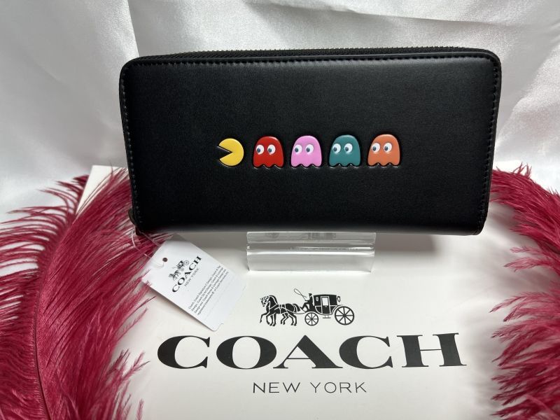 新品】COACH コーチ 長財布 パックマン ブラック-