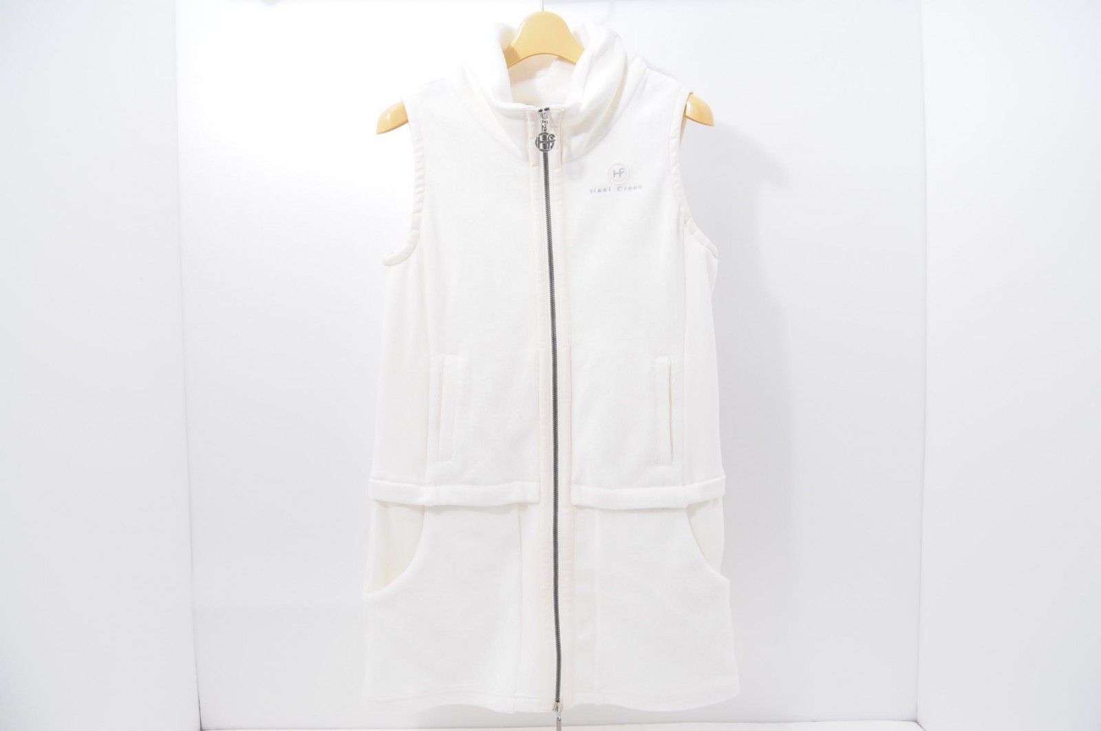 中古 レディース ヒールクリーク HEAL CREEK ベスト 40(M) 白 ダブルジップ チュニック丈 秋冬