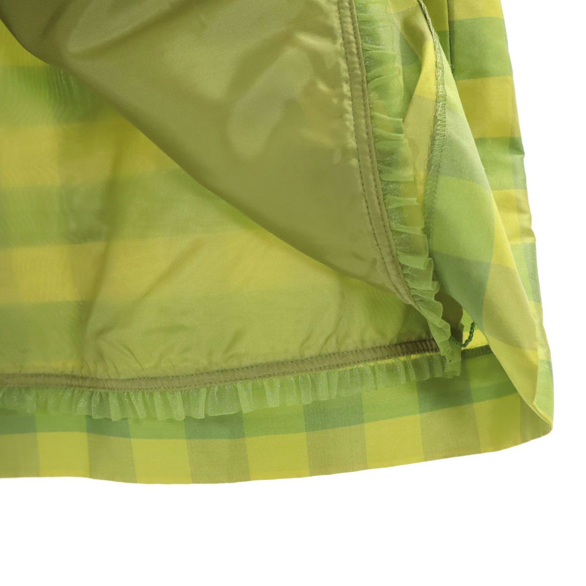 未使用 FOXEY フォクシー 日本製 シルク チェック柄 ミディ丈 フレア