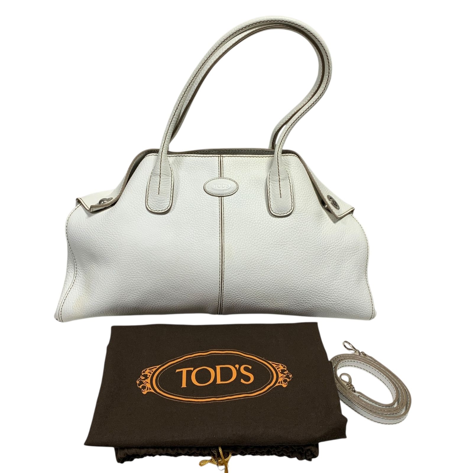 ◆ 品◆ TODS トッズ Dバッグ レザー トートバッグ ショルダーバッグ アイボリー系 保存袋有 レディース kyV18435N