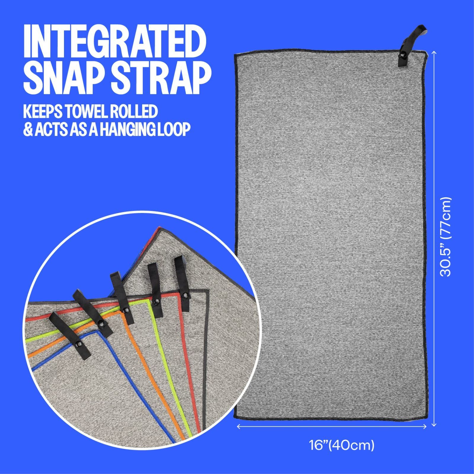  Acteon Heather マイクロファイバータオル コンパクト 吸水速乾 ループ付き ジム フィットネス スイミング スポーツ キャンプ 登山 x 5 ループ付タオル 保育園 幼稚園 スクール