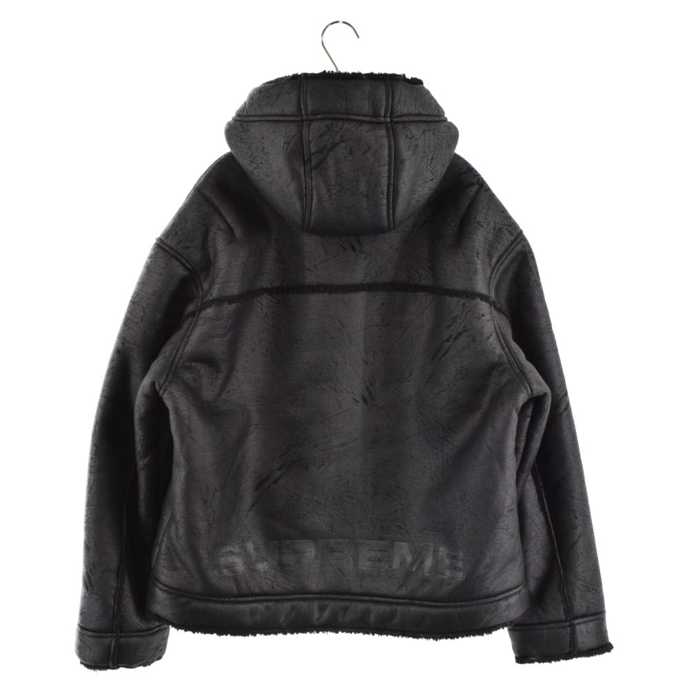 SUPREME (シュプリーム) 23SS Faux Shearling Hooded Jacket フェイク シアリング フーデッド ジャケット  ジップアップパーカー ブラック - メルカリ