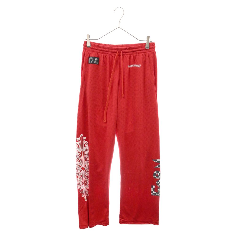 CHROME HEARTS (クロムハーツ) ×MATTY BOY MESH PANTS マッティボーイ CHロゴプリント メッシュパンツ 長ズボン レッド