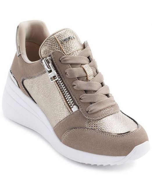 【送料無料】 ダナ キャラン ニューヨーク レディース スニーカー シューズ Women's Kalina Lace Up Wedge Sneakers Champagne