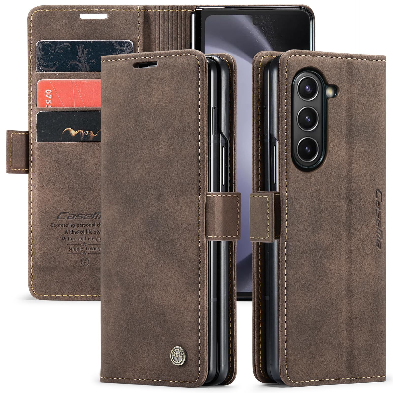 【特価商品】カード収納 横開き 財布型 スマホケース レザー OURJOY カバー 用 TPU SCG22 / 耐衝撃 / SC-55D 携帯カバー フォールド5 ギャラクシーZ 横置き機能 Samsung 手帳型 マグネット式 ケース Fold5