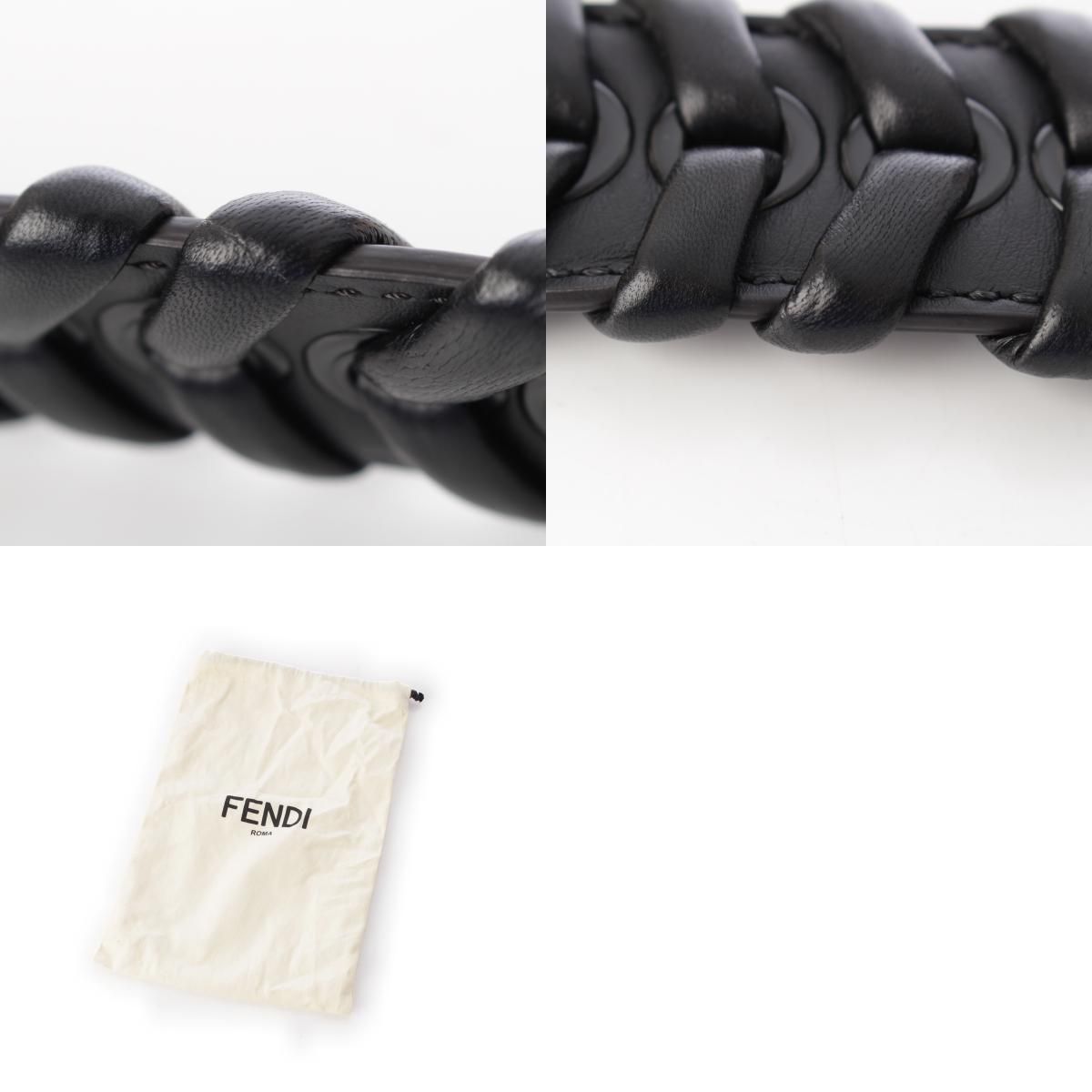 【未使用級】 フェンディ ストラップユー ストラップ 編み込み レザー ブラック 未使用級】 フェンディ ストラップユー ストラップ 編み込み レザー