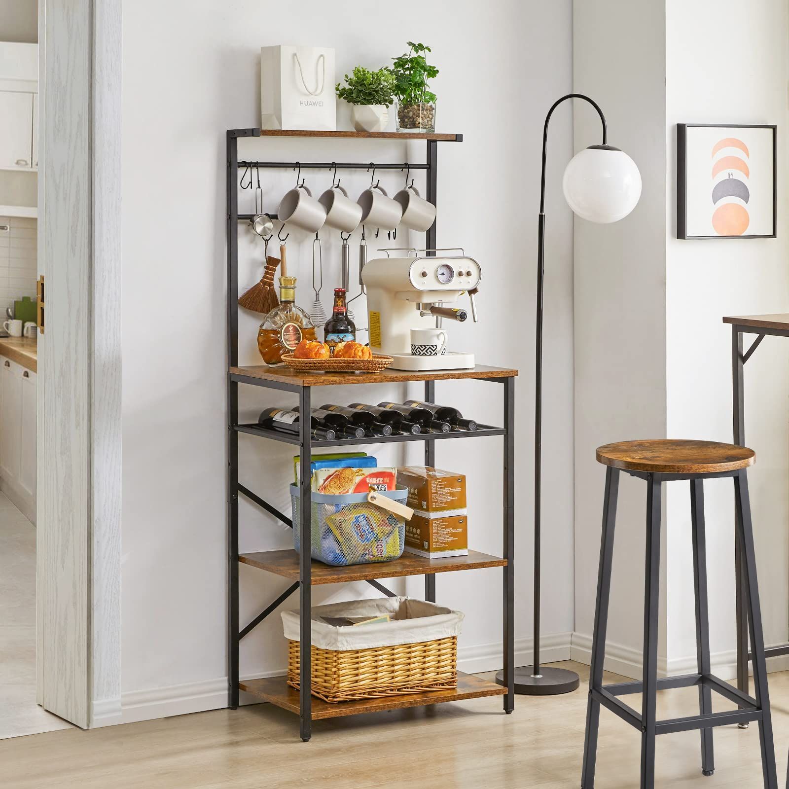 大型キッチンワゴン、S字ラック付き