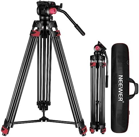 NEEWER ビデオ三脚 200cm 360°フルード雲台 QRプレート付き 調節 大型 カメラ三脚 DSLR 一眼レフ|ビデオカメラに適用 アルミ合金製 耐荷重8kg