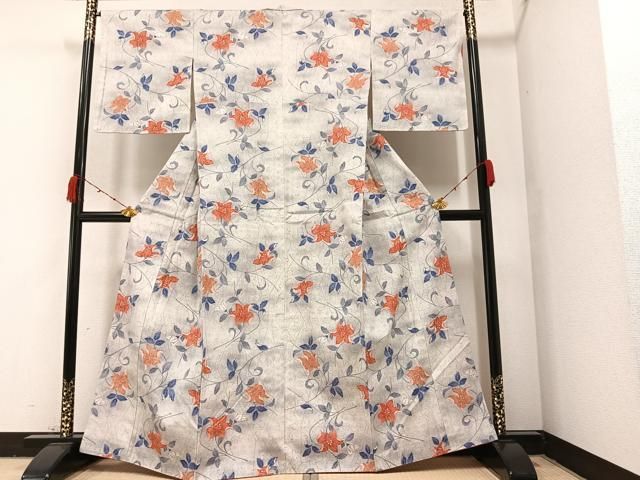 平和屋着物□付下げ 手描き 紬地 平安鳳凰草花文 正絹 逸品