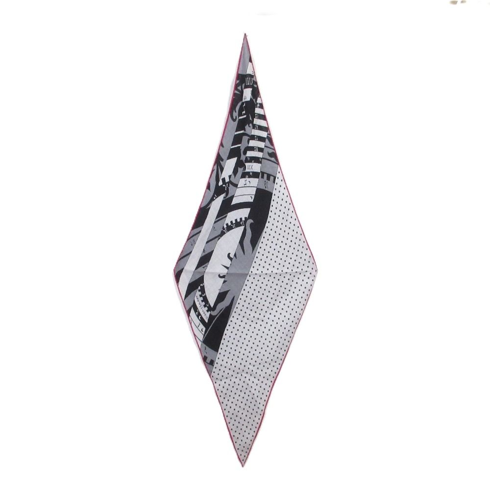 HERMES エルメス ロザンジュ 変形 ひし形 スカーフ グレー ブラック ピンク レディース 古着