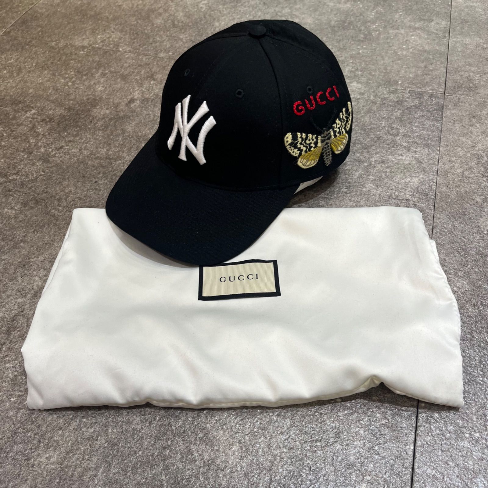 NYヤンキース×GUCCI 蝶刺繍キャップ Gucci NY Yankees Embroidered Butterfly ベースボール キャップ