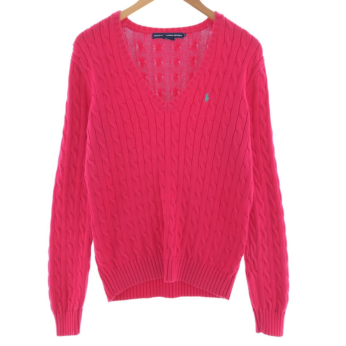 古着 ラルフローレン Ralph Lauren RALPH LAUREN SPORT ケーブル編み Vネック コットンニットセーター レディースXL相当 /eaa390362 ss2503_30 古着 ラルフローレン Ralph Lauren RALPH LAUREN SPORT ケーブル