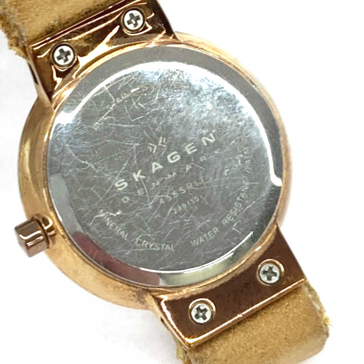 Skagen スカーゲン 腕時計 456SRLT ゴールドカラー クォーツ SS×レザー 