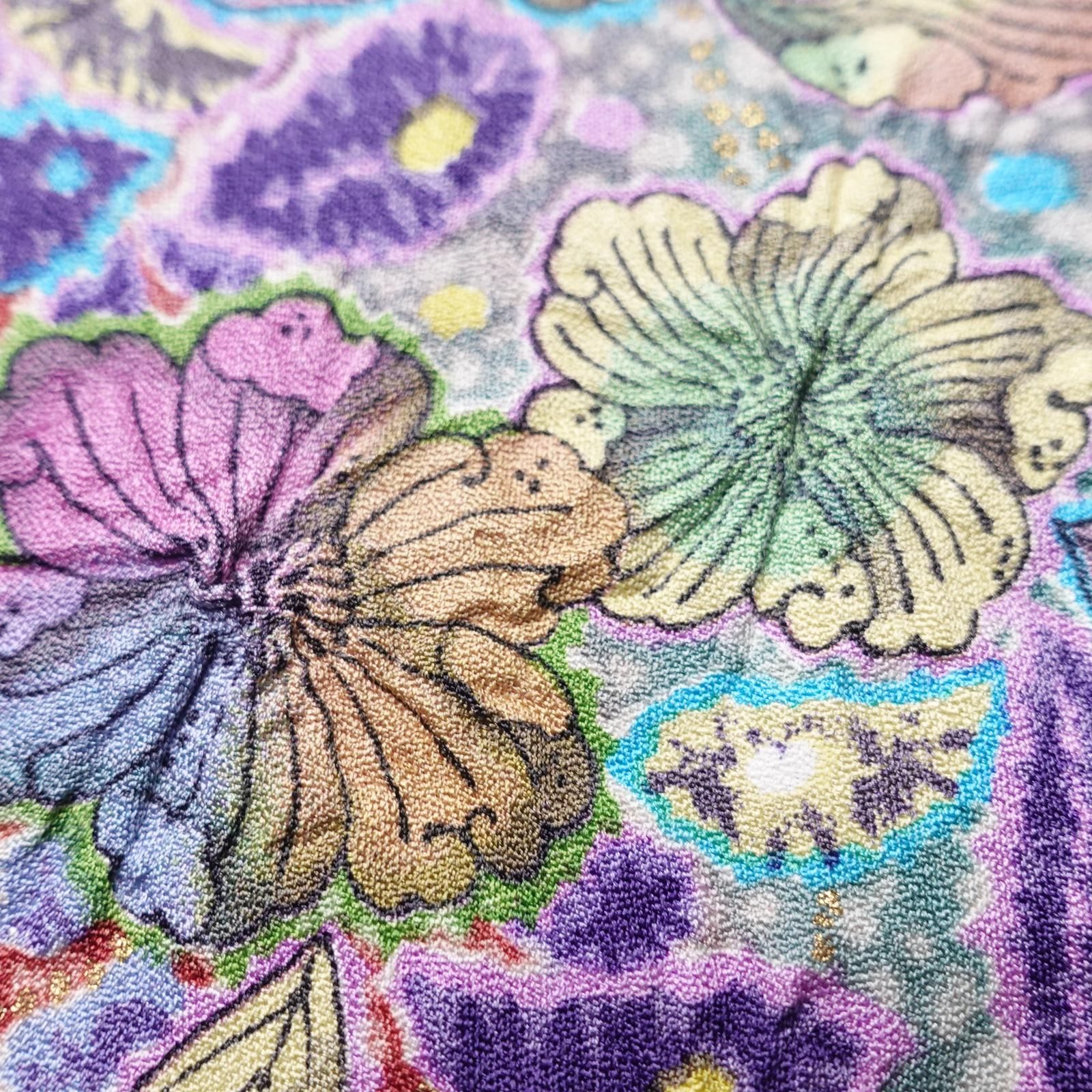 中古 振袖 辻が花 作家物 孝美 落款入り 良品 絞り 正絹 花柄 袷仕立て 