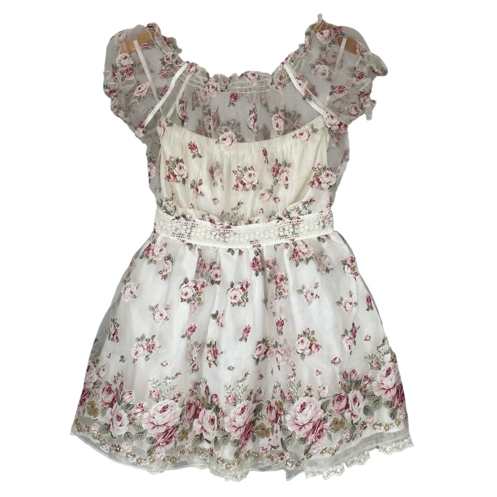 ♡LIZLISA 花柄レース♡ミニワンピース LIZLISA ミニワンピース 花柄 00s LIZLISA レース花柄スカート