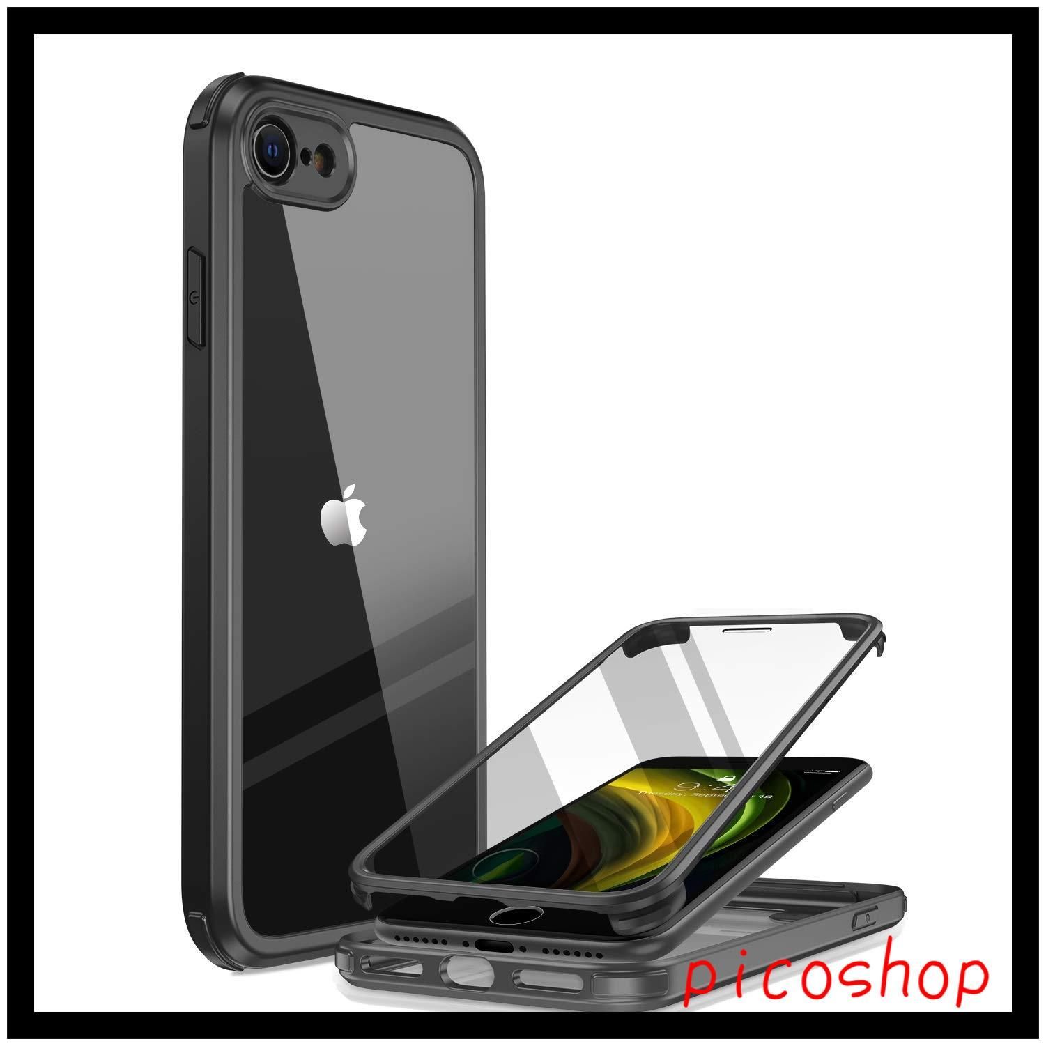 360保護 フルカバー 4.7インチ 9H強化ガラス 2020 iPhone8用ケース SE3 黒 第3世代 iPhoneSE2用ケース 第2世代 ケース iPhoneSE用 Miracase