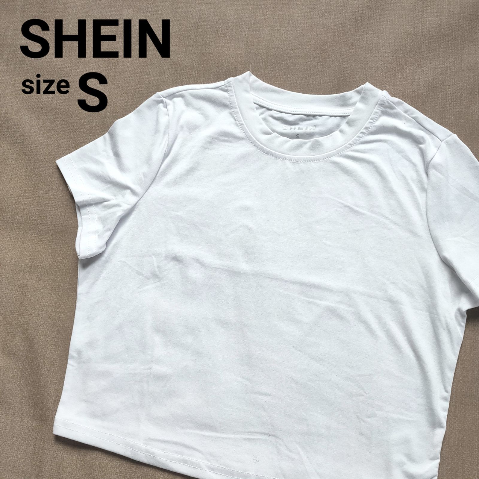 新品未使用】SHEIN シーイン 半袖 Tシャツ S 白 シンプル ショート丈