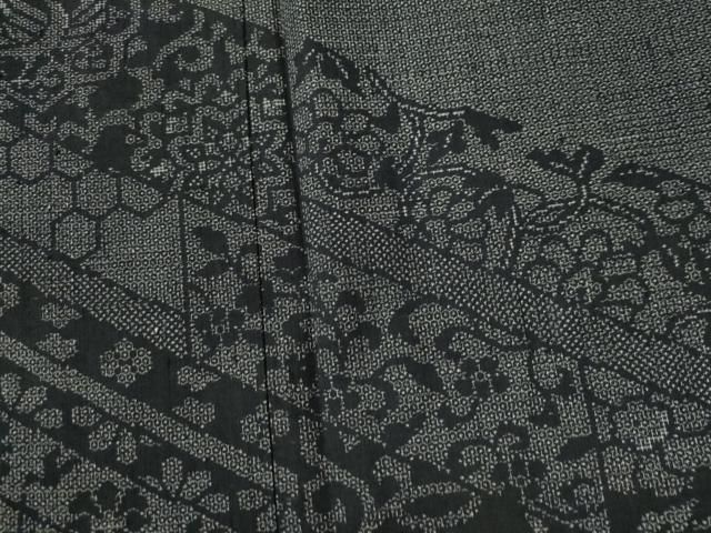 平和屋着物○本場真綿絢結城紬 100亀甲 亀甲花文 証紙付き 正絹