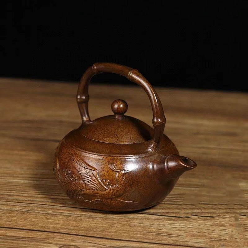 龍鳳提梁壺 茶壺 酒壺 銅壺 工芸物 置物 銅製 花壺 酒壺