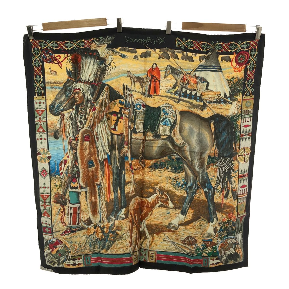エルメス HERMES スカーフ カレ90 Les Cheyennes シャイアン族 シルク