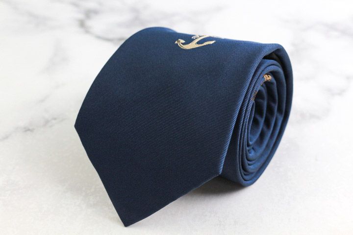 ドミニクフランス クラウン ブランド ネクタイ シルク 錨 船 PO メンズ ネイビー Dominique France Crown