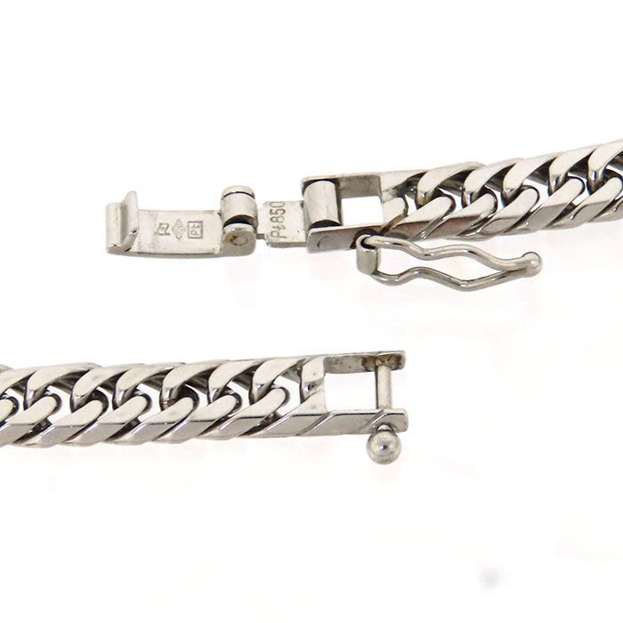 喜平 6面 W ダブル ネックレス Pt850 40.4g 40cm チェーン 造幣局検定