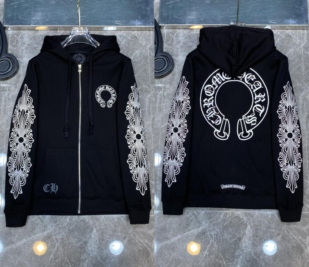 Chrome Hearts 黒 ジップアップパーカー