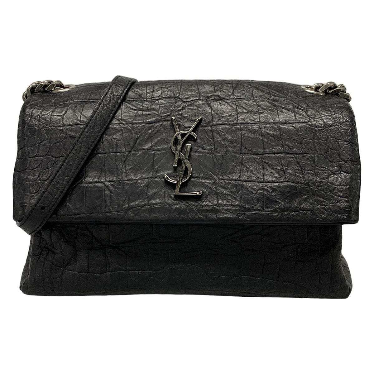 SAINT LAURENT PARIS サンローランパリ ショルダーバッグ 438176 黒 チェーンショルダー|型押し加工 レザー