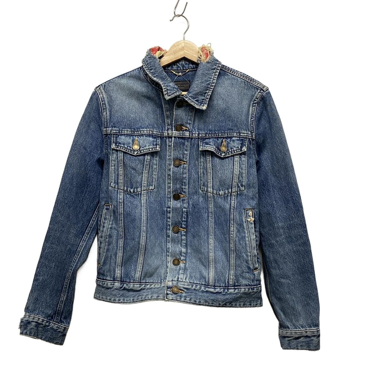 16SS サンローランパリ ダメージ加工 デニムジャケット Gジャン 16SS サンローランパリ ダメージ加工 デニムジャケット Gジャン