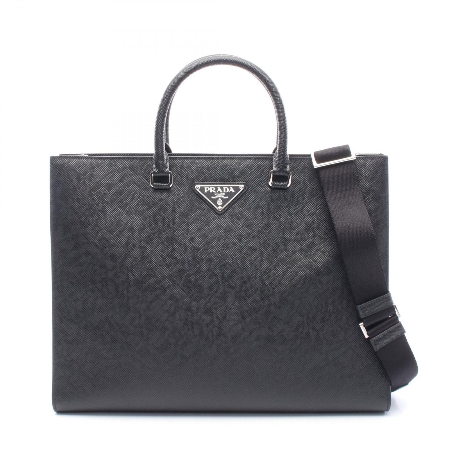 プラダ PRADA トートバッグ 2VG101 ブラック レザー ビジネスバッグ 