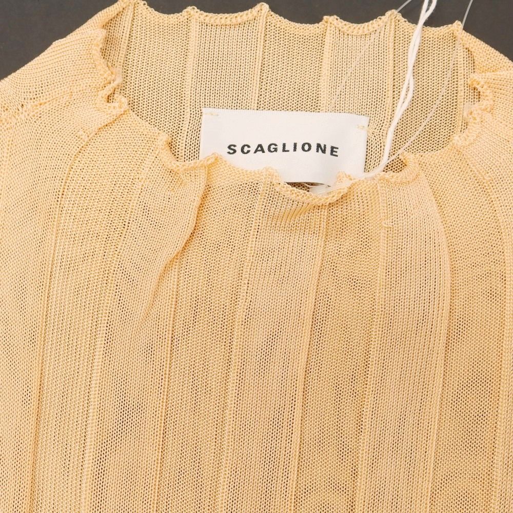 【新品アウトレット】スカリオーネ SCAGLIONE レーヨン モックネック ノースリーブ プルオーバーニット オレンジベージュ【サイズ表記なし（S位）】【レディース】 新品アウトレット】スカリオーネ SCAGLIONE レーヨン モックネック