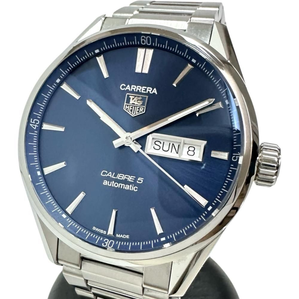 TAG HEUER|タグホイヤー WAR201E カレラ キャリバー5 デイデイト 保証書|ギャラ| き 腕時計 ステンレススチール 自動巻き|オートマ 紺文字盤 メンズ 真子質店 GD