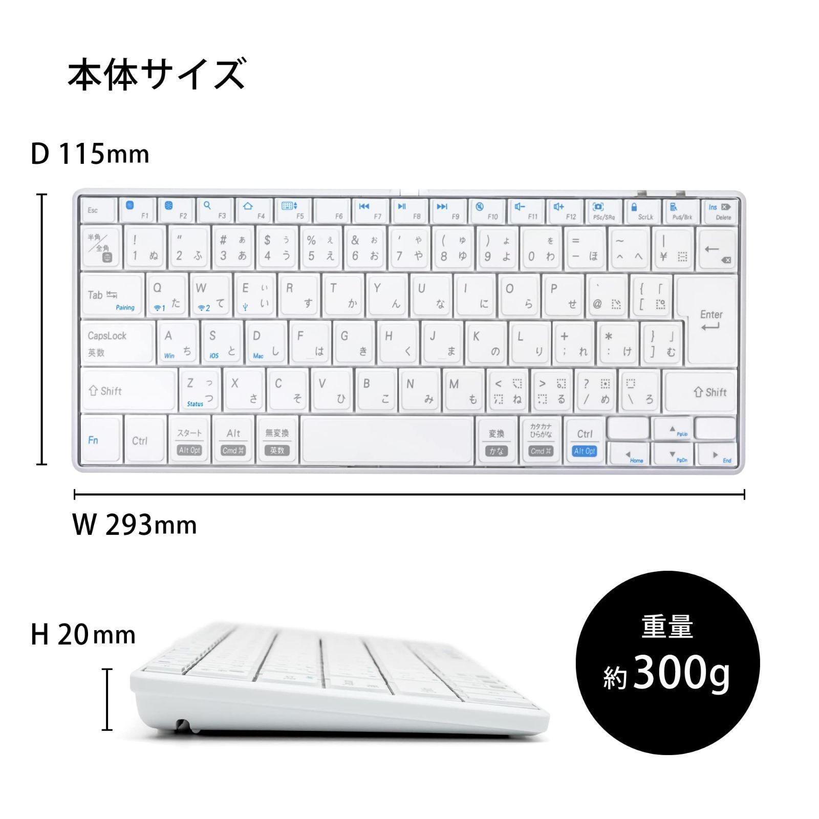 【数量限定】ARCHISS INTRO Mini BT パンタグラフキーボード 日本語85キー ホワイト Bluetooth (R) 5.0 USB-C 有線両対応 AS-PKMD85J-WHA