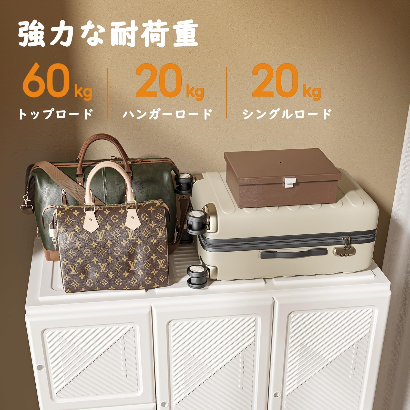 新着商品 6グリッド-2ハンガー リビング 頑丈 省スペース 耐荷重 小物 雑物 扉付き 洋服収納ラック 一体折り畳み式 衣類ケース シンプル収納棚 ハンガーラック 大容量 クローゼット ワードローブ Box Mayi