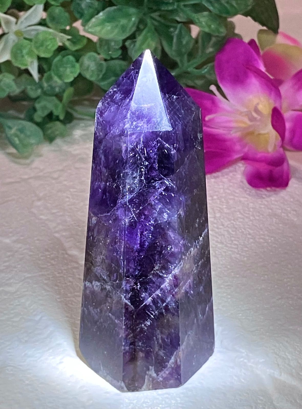 スモーキー アメジスト 紫水晶 煙水晶 レインボー ポリッシュ 原石 ポイント