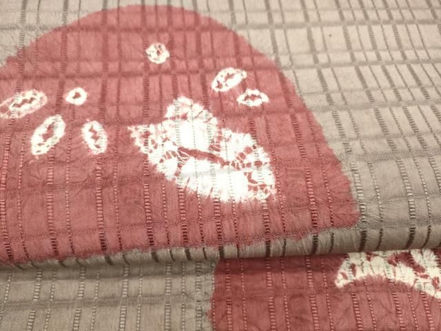 平和屋着物○両面 太鼓柄袋帯 絞り 草葉文 吉野間道 正絹 逸品