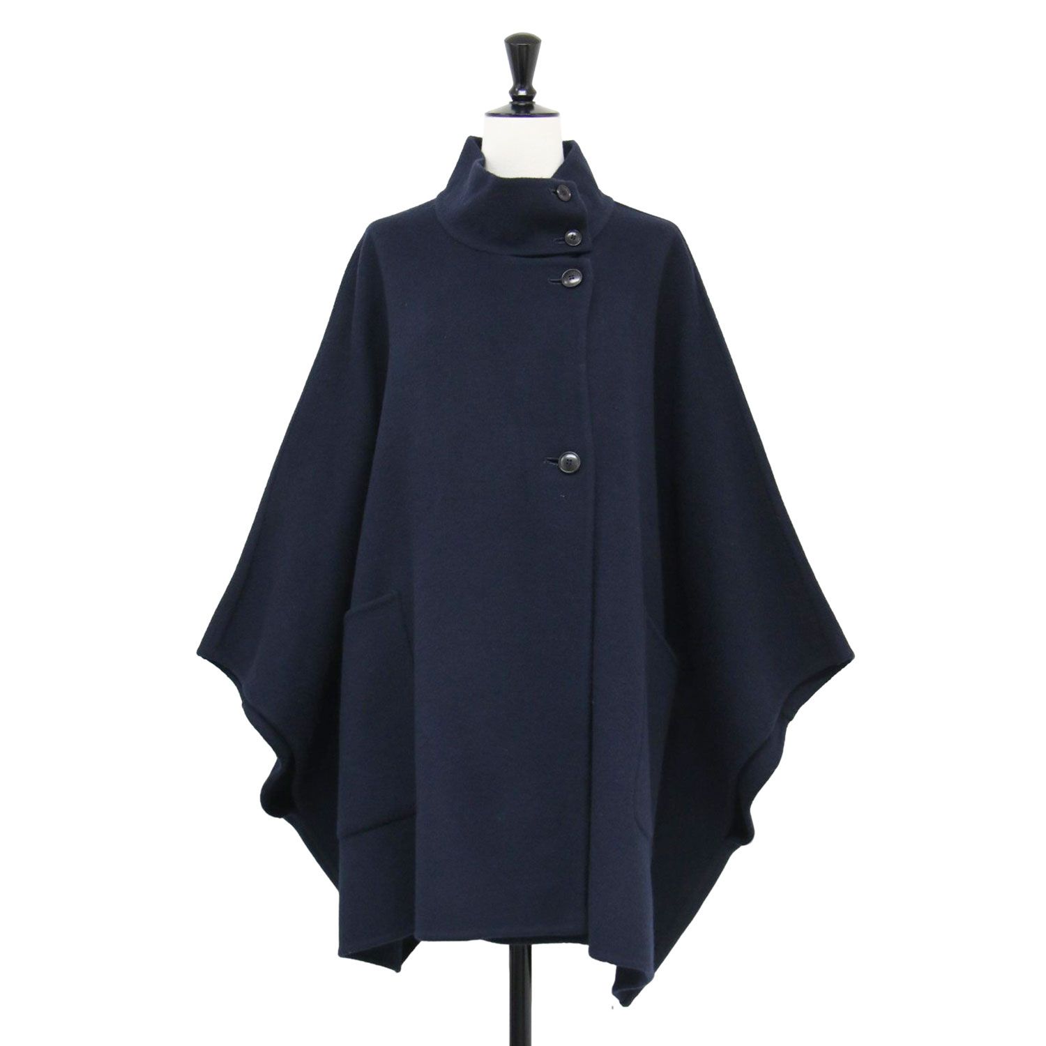 SLOBE IENA スローブ イエナ コート ネイビー 紺 サイズ | 23秋冬 スタンドカラー ダブルフェイス ポンチョ | コート | 長袖 ワイドシルエット ウール | アウター ジャケット 上着 レディース