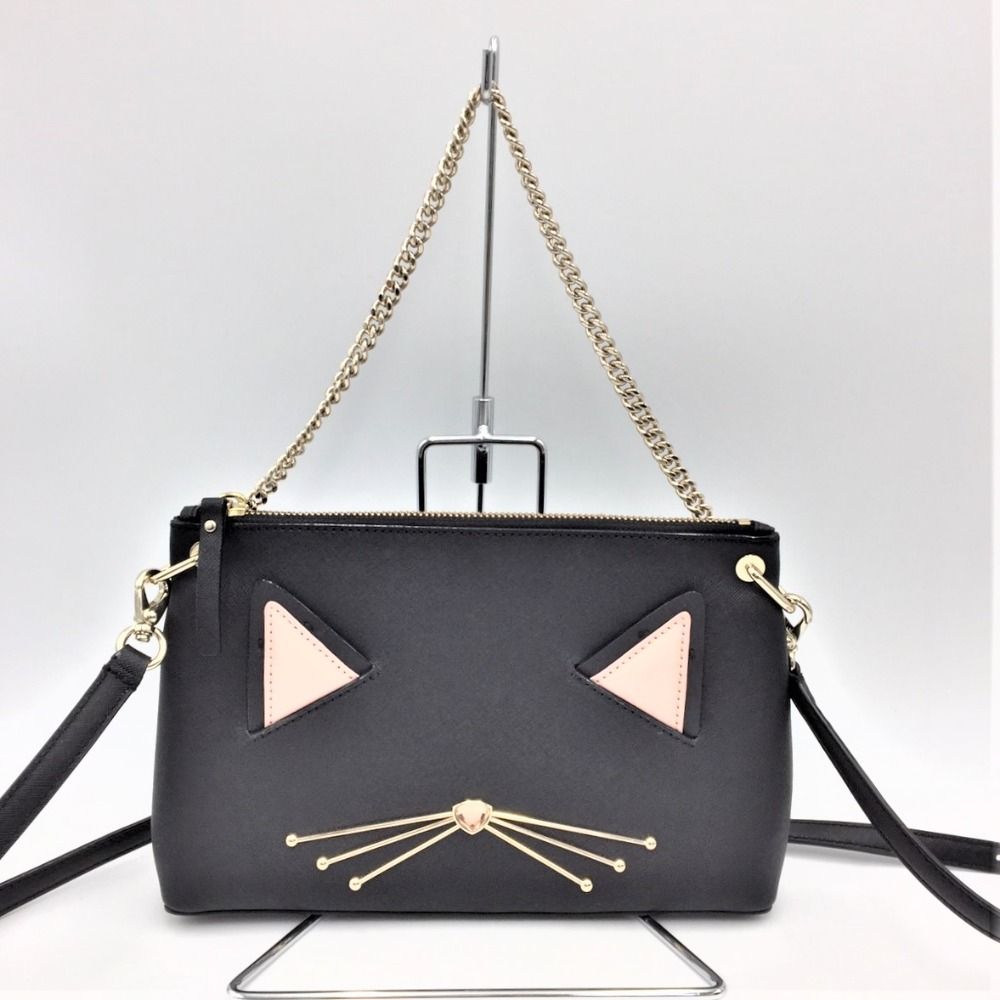 kate spade 2way 猫デザイン バッグ 最新作☆ケイトスペード ネコ 2wayショルダー チェーンバッグ 猫 ねこ