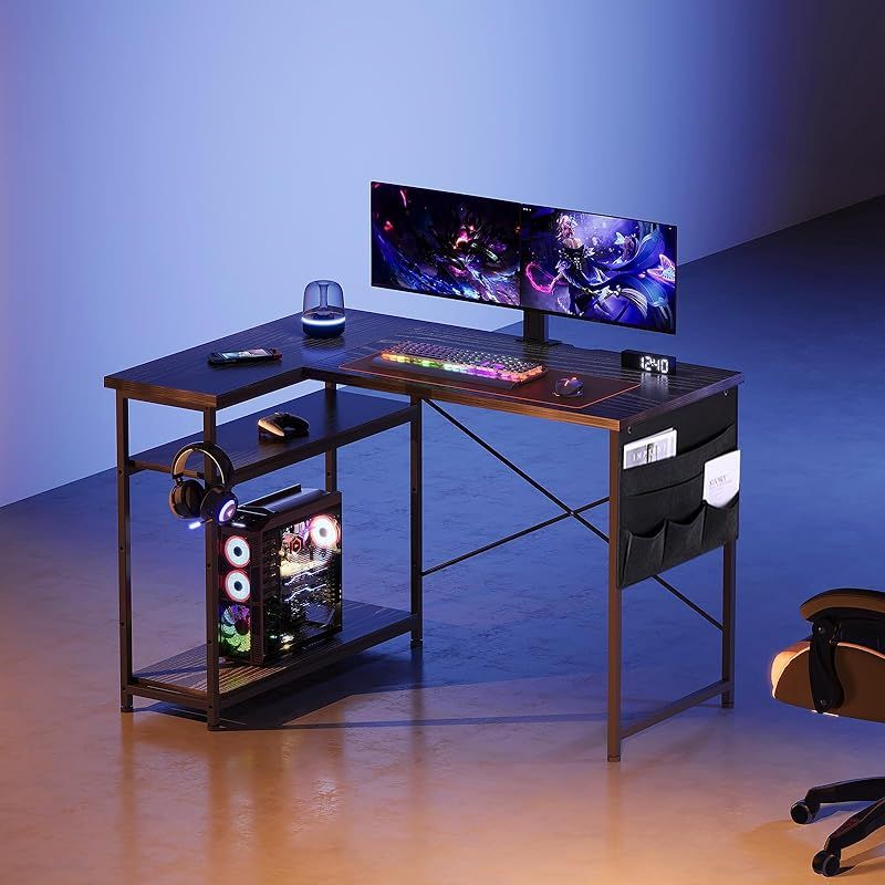 YeTom ゲーミングデスク l字デスク pcデスク 右棚左棚 幅107cm