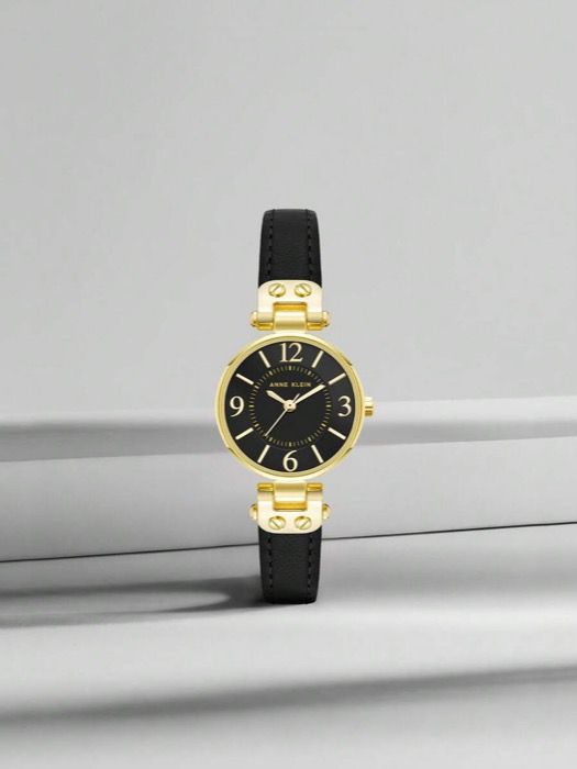 腕時計 レディース クォーツ レディース ブラックレザーストラップ腕時計 光沢のあるブラックの読みやすい文字盤 クォーツウォッチ レディースカジュアルビジネスウォッチ 防水ウォッチ レディースゴールドトーンケース