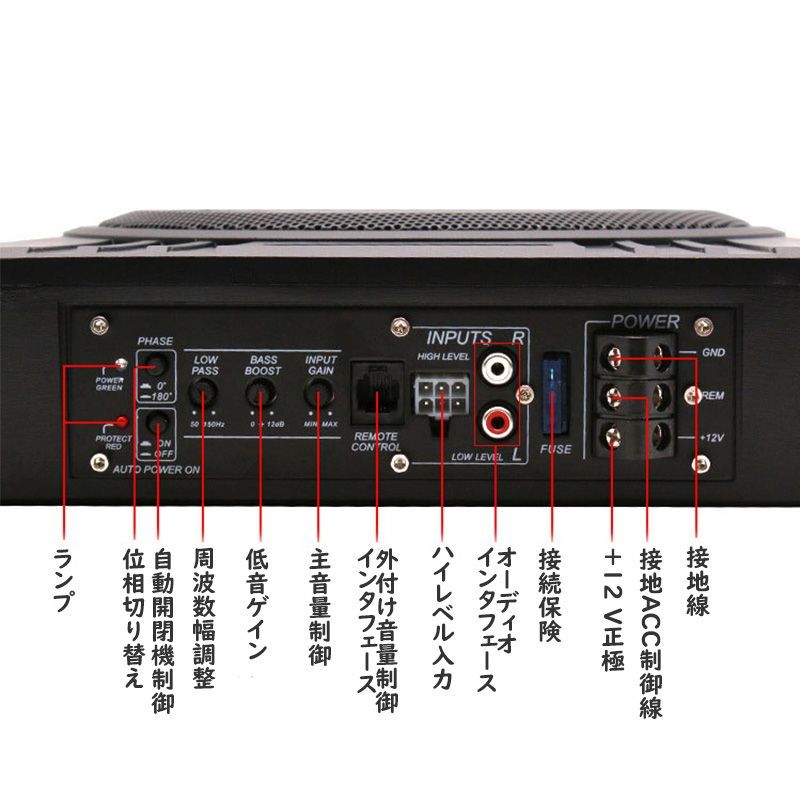 8インチ 600W カーアンダーシートサブウーファー アクティブ