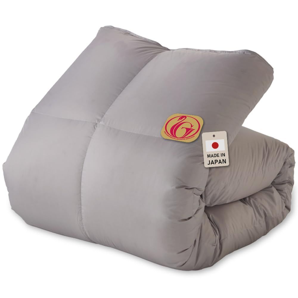 Color グレー_Size シングル_Style 24年版 ダウン80 アイリスプラザ 羽毛布団 ホワイトダックダウン80％ シングル 羽毛パワーアップ加工済 ホワイトダックダウンをリッチに配合 自宅洗濯OK お手入れ簡単 グレー