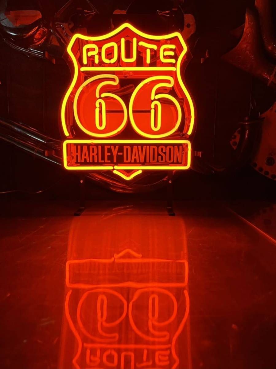 ルート66 ネオンサイン　ネオン看板　ガレージ　ハーレー ハーレー ルート66 ネオン サイン 看板 アメ車 ガレージ パン ショベル