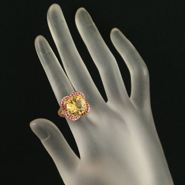 モーブッサン リング シトリン ルビー クルールダムール 9号 K18YG  