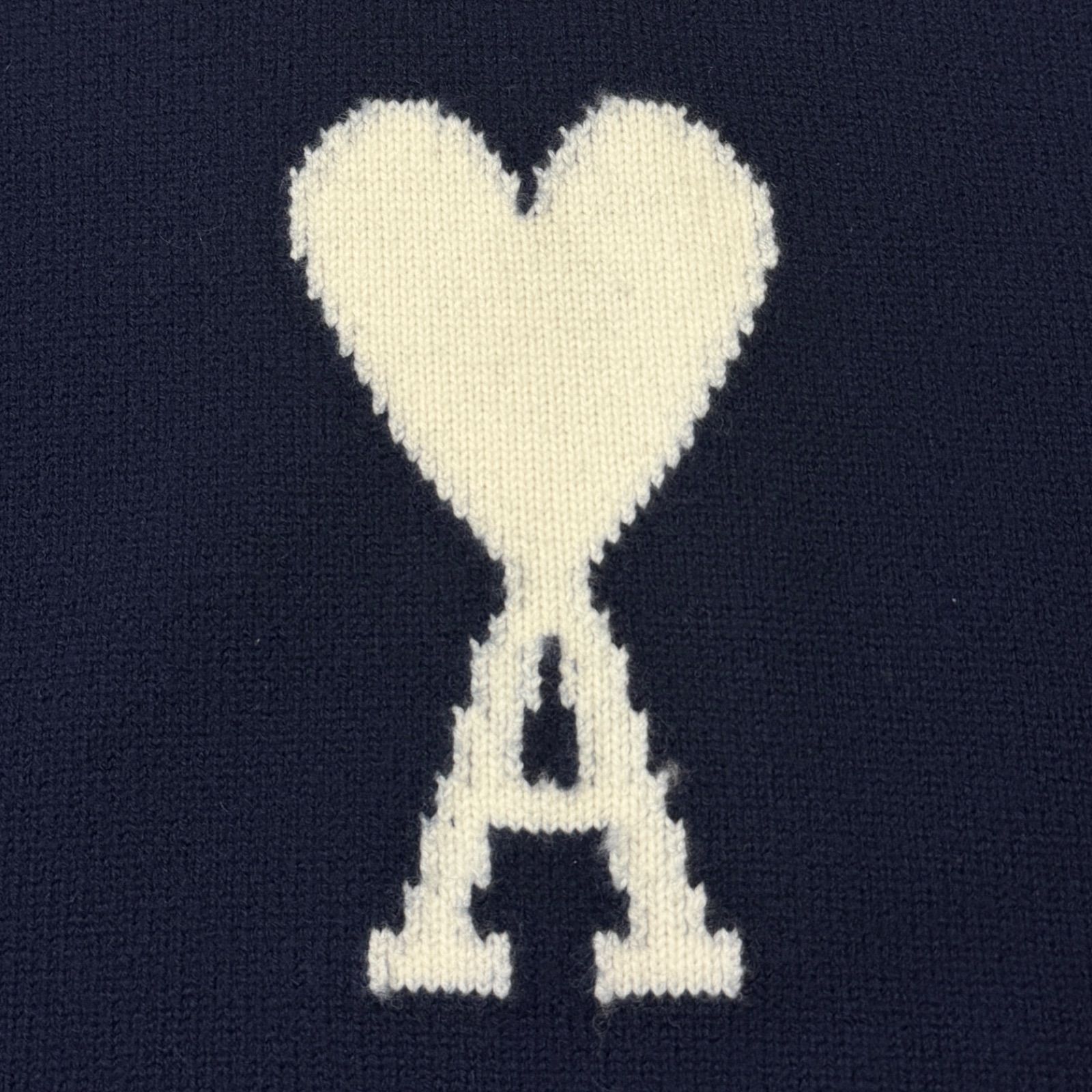ネイビー ニットセーター ハート刺繍 ami ネイビー ハート刺繍 ニット