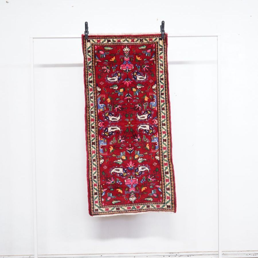 ヴィンテージラグ ペルシャ絨毯 ハマダン産 111cm×55cm 手織り絨毯 ハンドメイド