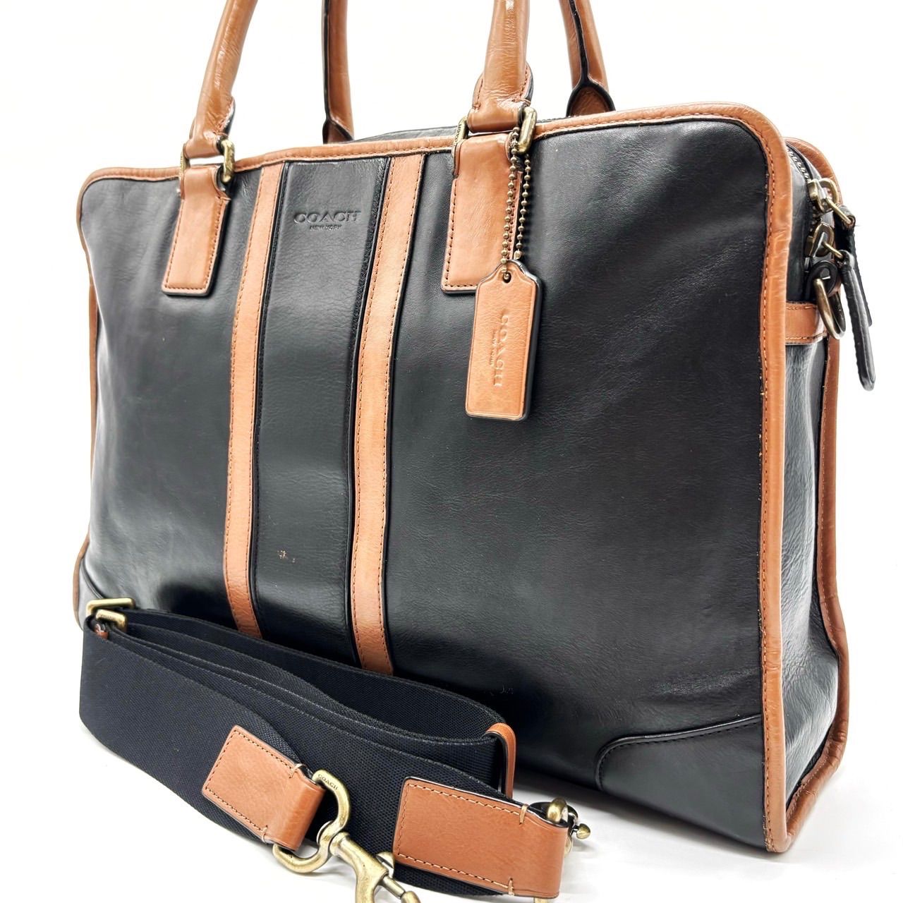 COACH コーチ バイカラー 2way ビジネスバッグ ブリーフケース シボ革 COACH コーチ 2WAY ビジネスバッグ ボンド ペブル バイカラー