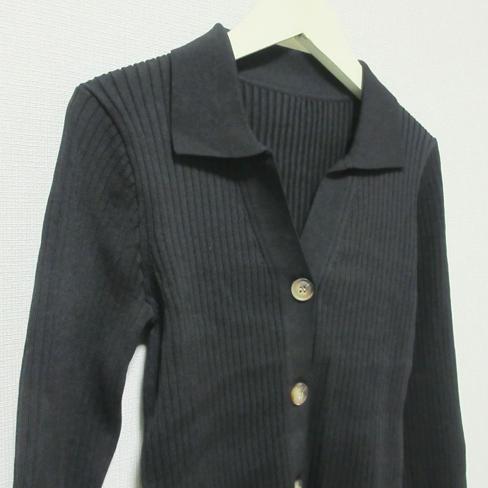 美品 23AW Grace Class グレースクラス グレースコンチネンタル リブポロニットカーディガン 0223353236 36 ブラック レディース 古着 中古 美品 23AW Grace Class グレースクラス グレースコンチネンタル