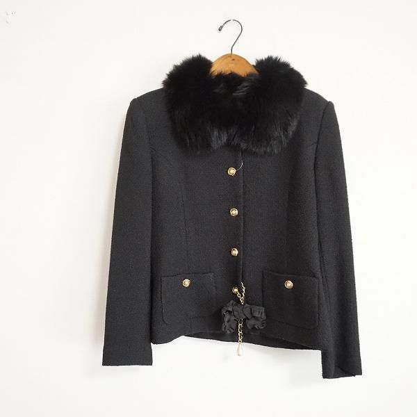 wnc インゲボルグ INGEBORG ジャケット S 黒 フォックスファー